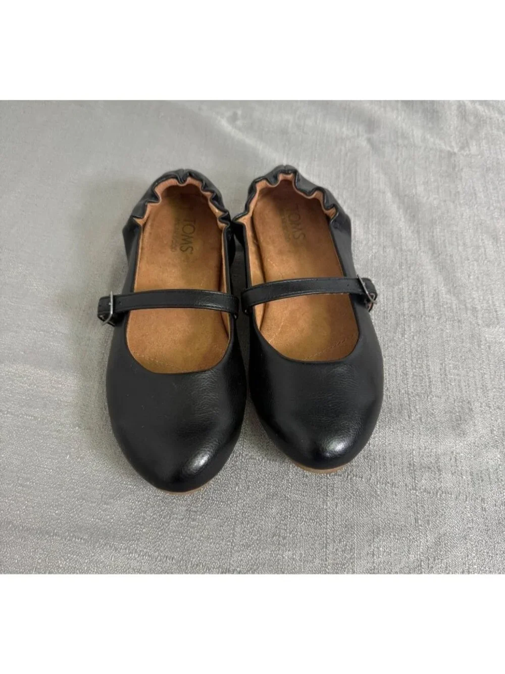 TOMS Lucy Mary Jane Flats Shoes Black Business Career School Casual Size 6
